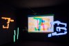 Marc Doradzillo, Jens Burde, Lux Compensator, 2015, Junge Nacht, Museum der Neuen Kunst, Neonröhren, Leinwand, gelbes Licht, grünes Licht,